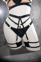 SET - ARUBA LOW/HIGH BLACK SHORTS + GARTER CHANTALLE BLACK