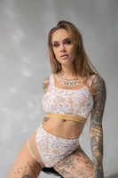 SET – BOSSMAMMA-TOP UND GLOW-SHORTS, HELLDAMASK