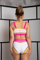 SET – WHISPER-TOP UND DREAM-SHORTS, WEISS 3D MIT NEON-FINISH