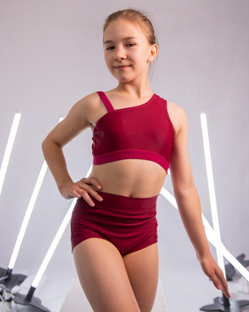 Burgundy set - Lucky top and loopie shorts