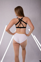 RAKISH SHORTS WHITE 3D WITH NUDE AND BLACK TRIM