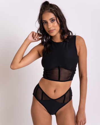 SET – CORSET TOP UND SHORTS SCHWARZ