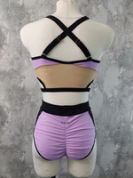 SET - TOP GLORY AND SHORTS CHANTALLE PURPLE PONY WITH BLACK FINISH