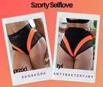 BLACK SELFLOVE SHORTS WITH ORANGE 3D INSERT