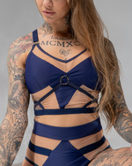 TOP CHANTALLE GRANATOWY Z SIATKĄ NUDE