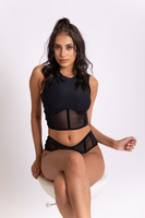 TOP CORSET CZARNY Z CZARNĄ SIATKĄ