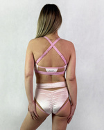 SET – TOP LARA + SHORTS DREAM BABY PINK GLITTER VELVET – Valentinstag-Kollektion