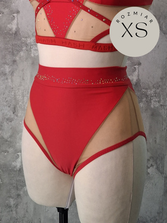 GLOW RED SHORTS WITH CRYSTALS FOR COMPETITION