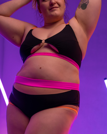 PLUS SIZE POLEWEAR  TOP MOHITO BLACK WITH NEON FINISH