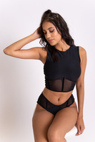 TOP CORSET CZARNY Z CZARNĄ SIATKĄ