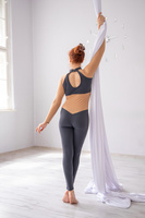 AERIAL SILKS COSTUME - DARK GRAY WITH NUDE BELT