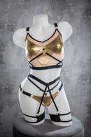 SET - ARUBA LOW/HIGH GOLD SHORTS WITH BLACK FINISH + CHANTALLE GARTER BLACK