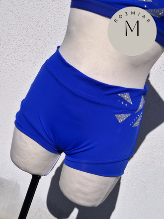 SHORTS IN ACCORDANCE WITH IPSF AND POSA REGULATIONS - CORNFLOWER BLUE WITH DECORATION MADE OF FOIL AND SILVER CRYSTALS