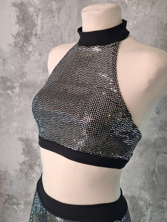 TOP NECK FOR IPSF/POSA COMPETITIONS - SILVER SEQUIN