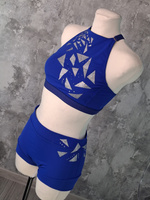 KENDALL TOP FOR IPSF/POSA COMPETITIONS - CORNFLOWER BLUE WITH FOIL AND CRYSTAL DECORATION