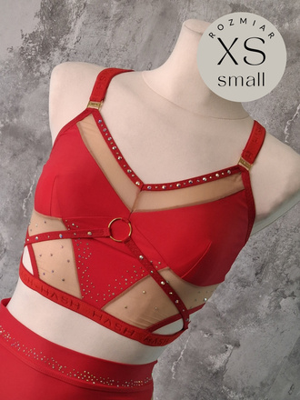 TOP CHANTALLE RED WITH CRYSTALS FOR COMPETITION