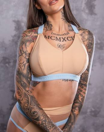 TOP LARA NUDE WITH BABY BLUE FINISH