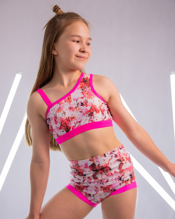 KOMPLET PINK ART - TOP LUCKY SZORTY LOOPIE