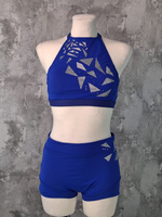 KENDALL TOP FOR IPSF/POSA COMPETITIONS - CORNFLOWER BLUE WITH FOIL AND CRYSTAL DECORATION