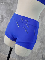 KENDALL TOP FOR IPSF/POSA COMPETITIONS - CORNFLOWER BLUE WITH FOIL AND CRYSTAL DECORATION