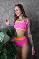 DREAM PINK 3D NEON SHORTS WITH ORANGE FINISH