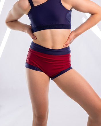SHORTS LOOPIE BURGUNDY WITH NAVY BLUE FOR POLE DANCE