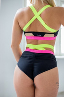 BLACK MESH SHORTS WITH NEON FINISH