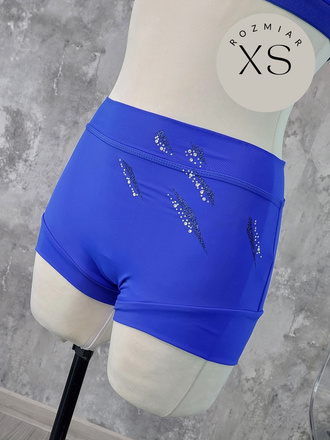 SHORTS IN ACCORDANCE WITH IPSF AND POSA REGULATIONS - CORNFLOWER BLUE WITH FOIL AND CRYSTALS DECORATION