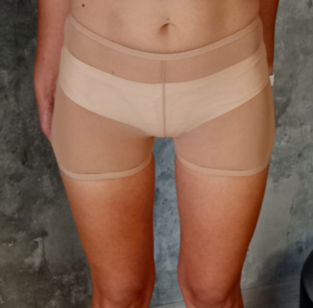 nude mesh shorts