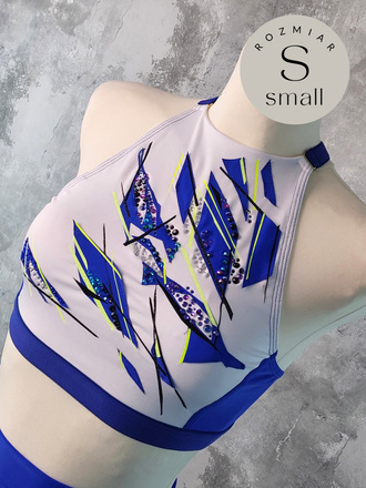 KENDALL TOP FOR IPSF/POSA COMPETITIONS - CORNFLOWER BLUE WITH FOIL AND CRYSTAL DECORATION