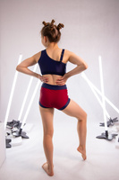 SHORTS LOOPIE BURGUNDER MIT MARINEBLAU FÜR POLE DANCE