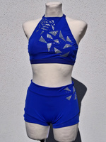 KENDALL TOP FOR IPSF/POSA COMPETITIONS - CORNFLOWER BLUE WITH FOIL AND CRYSTAL DECORATION