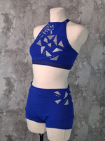 KENDALL TOP FOR IPSF/POSA COMPETITIONS - CORNFLOWER BLUE WITH FOIL AND CRYSTAL DECORATION