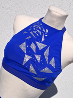 KENDALL TOP FOR IPSF/POSA COMPETITIONS - CORNFLOWER BLUE WITH FOIL AND CRYSTAL DECORATION