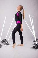 ELEGANCE – AERIAL ACROBATICS UNITARD- BLACK WITH PINK INSERT