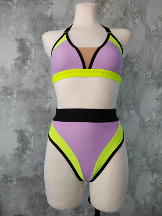 ZESTAW - TOP HONEY SZORTY ALISS FIOLET PONY Z NEONOWO-CZARNYM WYKOŃCZENIEM