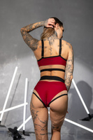 SET - WSHISPER TOP AND DREAM SHORTS, BURGUNDY WITH NEON FINISH