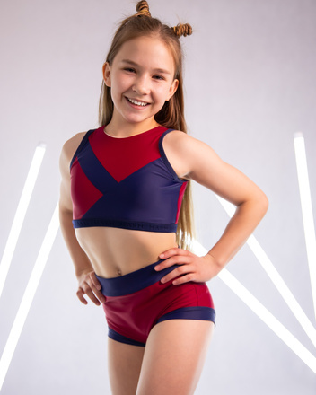 KOMPLET GRANATOWO BORDOWY- TOP ALISSA SZORTY LOOPIE