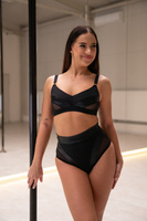 SET - ALISS TOP SELFLOVE SHORTS SCHWARZ MIT LEDEREINSATZ