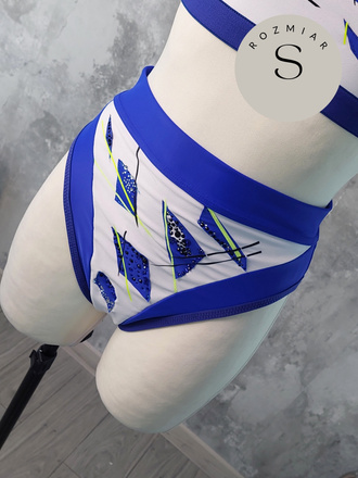 ALISS WEISS-KORNBLUMEN-SHORTS MIT FOLIE UND KRISTALLEN VERZIERT