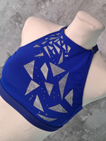KENDALL TOP FOR IPSF/POSA COMPETITIONS - CORNFLOWER BLUE WITH FOIL AND CRYSTAL DECORATION
