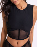 TOP CORSET BLACK WITH BLACK MESH