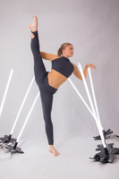 AERIAL SILKS COSTUME - DARK GRAY WITH NUDE BELT