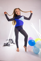 AERIAL-SILKS-KOSTÜM FÜR KINDER CANDY IN MARINEBLAU MIT BLAUEN EINSÄTZEN