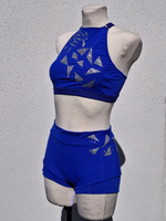 KENDALL TOP FOR IPSF/POSA COMPETITIONS - CORNFLOWER BLUE WITH FOIL AND CRYSTAL DECORATION