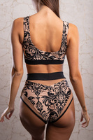 SET - BOSSMAMMA TOP and DREAM SHORTS DAMASK WITH BLACK FINISH