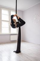 AERIAL SILKS UNITARD ELEGANCE - BLACK WITH DAMASK INSERT