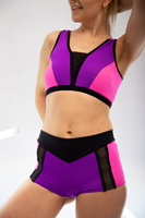 SET - BELLA TOP AND SHORTS PURPLE 3D WITH PINK AND BLACK FINISH