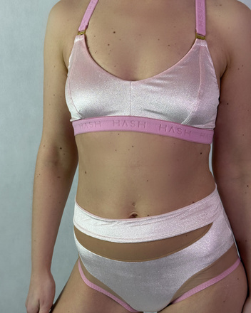 Top Lara Babyrosa Glitzer-Samt - Valentinstagskollektion