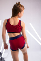 KOMPLET GRANATOWO BORDOWY- TOP ALISSA SZORTY LOOPIE